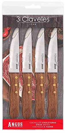 3 Claveles Set de cuchillos chuleteros, Cranberry, 12 cm - 4.5”