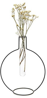 Balvi Vase Round Silhouette XL Couleur Noir Vase décoratif en Verre et en métal. Vase Originale en fo