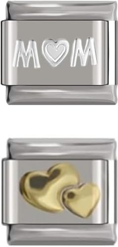 Bundle Deals for Mum Heart Italian Charm and Solid Gold Heart Italian Charms link - fits all Quality Classic 9mm Italian Style Charms | UK Stock