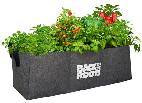 Back to the Roots Cama elevada de jardinería Que Ahorra Espacio para Todo Tipo de Plantas, Tela Resistente a la Intemperie, Gris, S