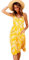 OMZIN Femme Robe Midi Robe De Cocktail Robe D'été Robe De Plage Robe De Vacances Robe A-Line Robe Sexy Vintage Jaune XXL