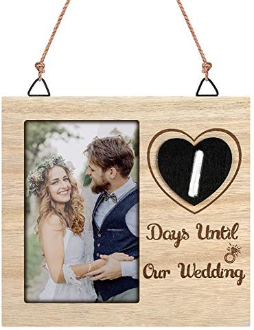 FAMKIT Countdown-Bilderrahmen für Hochzeit, personalisierbar, Countdown-Kalender, Verlobungsgeschenk, Brautparty, Geschenk für 15 x 10 cm große Fotos