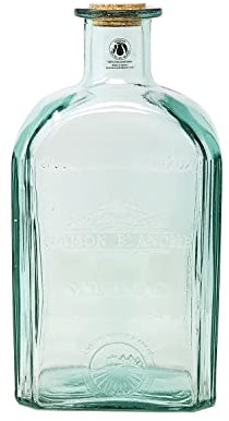 Verano Spanish Ceramics 100% Recycled Glass Antique Vintage Decorative Home Décor Kitchen Large Display Bottle with Cork - 39cm