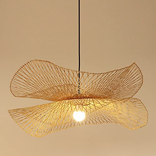Suspension Chapeau De Paille Lampe Suspendue Tissée Bambou E27 Abat-Jour Rotin Lustre Réglable En Hauteur Rétro Industrielle Suspension Pays Salon Couloir Cuisine Bureau Chambre,65cm