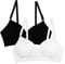 Fruit of the Loom Women's Seamless Wire Free Push-up Bra, Opaque, Black Hue/White 2-Pack, 40C (Pack of 2)