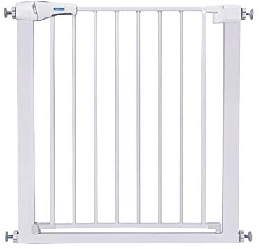 Nobleza - Barrera de Seguridad para Niños con Sistema de Cierre Automático, Sin Necesidad de Taladrar, Barrera de presión para bebés y Perros para escaleras y Puertas, Apertura de 75-82 cm, Blanco
