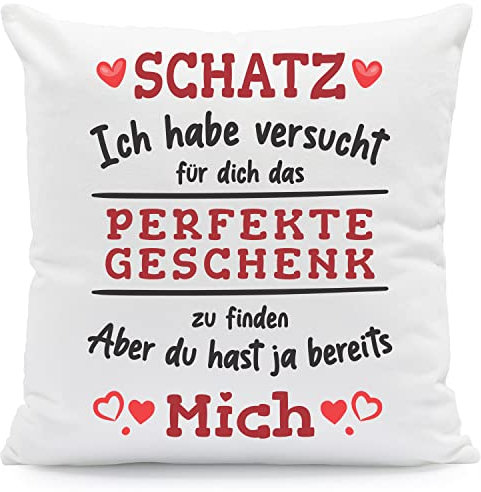 GRAVURZEILE Kissen mit Spruch Geschenk für Mama Freunde & Familie - Geschenk für Muttertag Vatertag Geburtstag Valentinstag Weihnachten - Farbe: Schatz