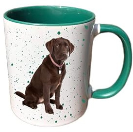 Personalised Chocolate Labrador Mug Gift - Present for Dog Lovers - Gifts for Dog Owners - Personalised Dog Mug - Country Style Mug (Blue)