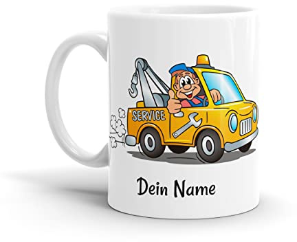 Tasse Personalisiert mit Wunschname Kaffeetasse als Geschenk - Design Pannendienst Abschleppwagen