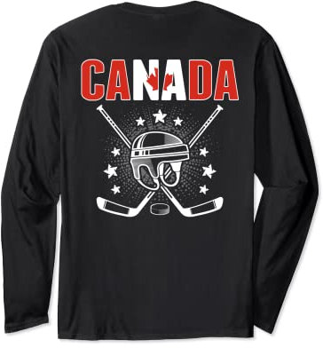 Canada Ice Hockey Fans Jersey Kanadische Flagge Hockeyschläger Langarmshirt