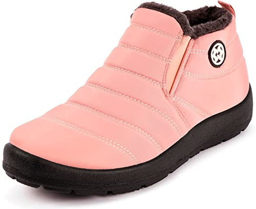 Gaatpot Stivali Donna Invernali Stivaletti Piatto Caldo Caviglia Cotone Scarpe,Rosa chiaro,EU39