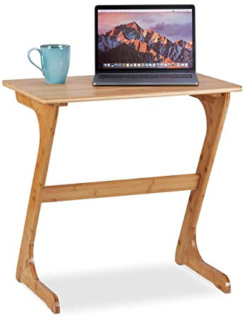 Relaxdays Table pour Laptop en Bambou, Convient pour Notebook, tablettes, Surface d'appoint, HxLxP : 60x60x40 cm, Nature