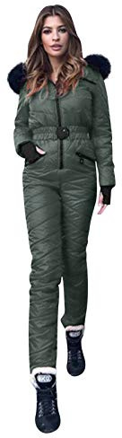 TDEOK Skianzug Damen Einteiler Warm Snowboardjacke One Piece Ski Skijacke-Jumpsuit Outdoor Hooded Sports Schneeanzug,Skibekleidung-Snowboard Skisuit,Sport Skianzug-Funktionjacke Skioverall Winter