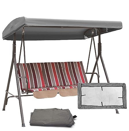 SJASD Ersatzdach für Gartenschaukel Universal Schaukeldach Hollywoodschaukel Ersatz-Bezug Sonnendach Schaukelüberdachung für Schaukelbank Gartenliege 3 Sitzer,191x120x18cm