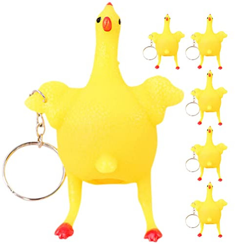 Gadpiparty 6stücke Teiliges Quetschspielzeug Hähnchen Schlüsselanhänger Lustiges Entspannungs- Für Partys Und Stressabbau