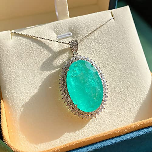 OBCPD 20 * 30mm Paraiba Tormalina Smeraldo Rosa Quarzo Grande Gemma Pendente Collana Gioielli Accessori per Le Donne