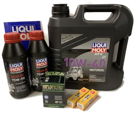Großes Wartungsset 4 Liter 10W-40 + Ölfilter HF152 + Zündkerzen + Getriebeöl für Odes Marder 850