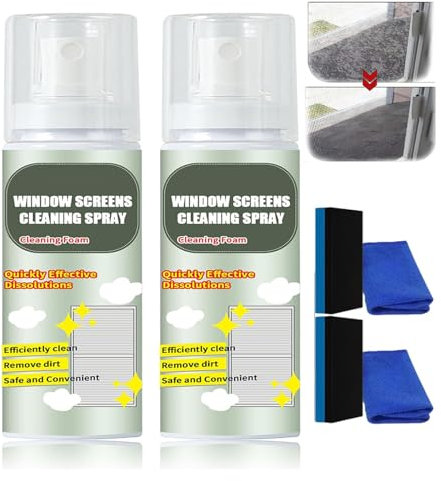 No-Disassembly Window Screen Foam Cleaner, Dust Removal Descaling Window Mesh Cleaner, Door Window Screen Net Mesh Cleaner, Window Screen Cleaner for House Windows (2Pcs)