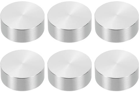 PATIKIL M8 Filetage 30mm / 1.2 Diamètre 12mm Épais Adaptateur de Haut en Verre à Disque Cercle en Aluminium 6Pcs Pieds de Table Ronds et Solides, Quincaillerie pour Table Basse à Thé