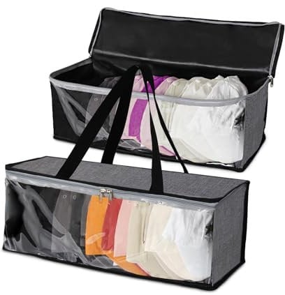 SILD Grey Hat Organizer for Baseball Caps 2-Pack, Double Zipper Portable Cap Storage Bag with Carrying Handle, Holds Up to 40 Hats