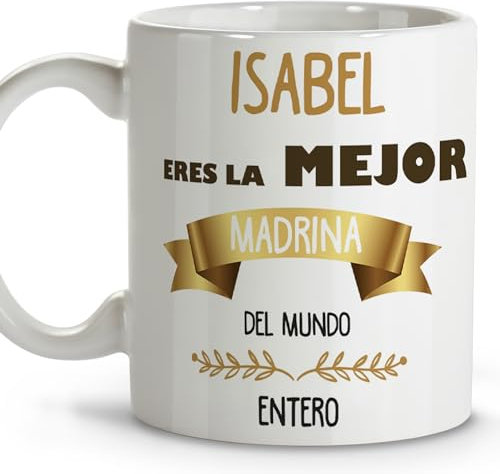 LolaPix Quieres ser mi madrina. Tazas personalizadas. Tazas de cafe. Regalo madrina. Regalos para madrinas. Taza cerámica 330 ml.