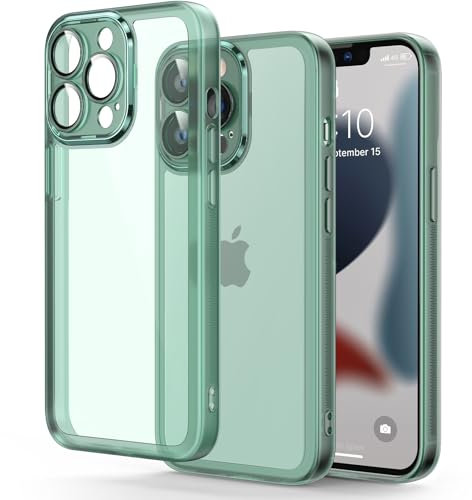 Honeyview Colored Clear Case for iPhone 12 Pro Max with Matte Border, Non-Yellowing, Shockproof, Clear Back, Phone Cover for Apple iPhone 12 Pro Max - Green