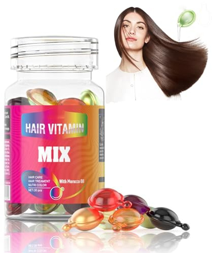 Hair Vitamin Serum Capsule -Hair Treatment Serum -Hair Growth Oil,Complex Oil with Vitamins A C E Vitamin B5,Argan Argan Macadamia Avocado Oils,Repair Damaged Hair (30 Capsules-H)
