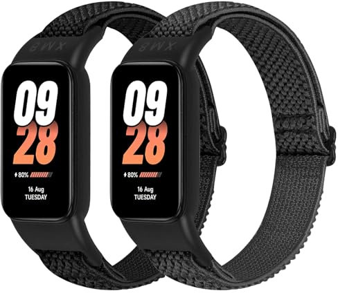 BTTNG Correa Elástica Compatible con Xiaomi Band 8 Active/Redmi Smart Band 2, 2 Pack Ajustable elástico de nylon Solo Loop Pulseras Deportes para Xiaomi mi Band 8 Active