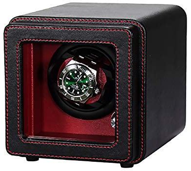 ABNNHK Caja de Cuerda giratoria para Relojes, agitador de Reloj de Cuero de PU, Relojes mecánicos para el hogar, Plato Giratorio automático, Caja de Reloj de Cuerda antimagnética, Caja de