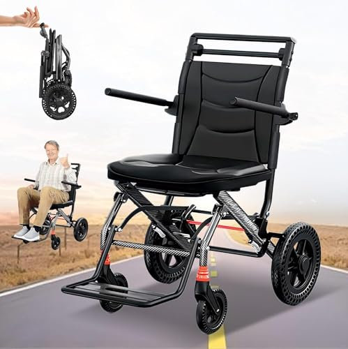 Carrozzina pieghevole leggera, Carrozzine leggere, Carrozzine da trasporto per anziani Viaggio in aereo, Carrozzina da esterno, Carrozzine in acciaio con poggiapiedi, Carrozzine per disabili