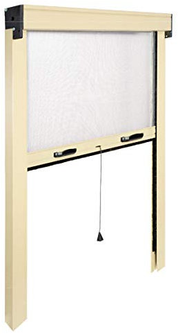 eacommerce - Zanzariera a rullo Avvolgibile a Molla in Fibra di Vetro | Struttura in Alluminio Verniciato | Installazione Facile | Adattabile e Riducibile, Avorio RAL 1013, 100x250H cm
