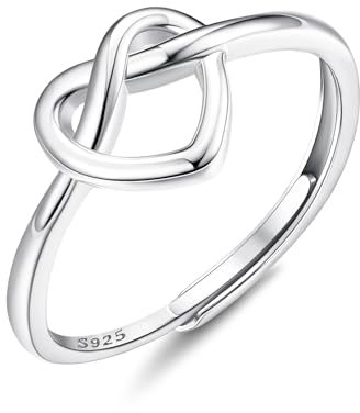 MILACOLATO Ring Silber 925 Damen Verstellbar Daumenring Herz Ringe Verlobungsring Ring Gold Damen Ewigkeit Promise Ringe Silber Liebe Knoten Ringe für Jubiläum Eheringe-S