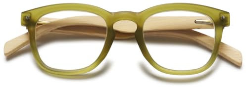 KOOSUFA Stylische Blaulichtfilter Brille Damen Herren Bunte Brillengestelle Computerbrille Federscharnier Fake Brille Bambusimitat-bügel Brillenfassung ohne Stärke Grün