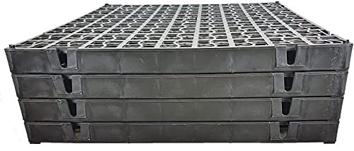 (Pack of 20) Heavy Duty Black Grass Grid Pavers - Reinforced Ground Stabilization, Lawn Protection, Driveway, Parking, Permeable Plastic Turf Grass Grids for Gravel & Grass Protector Drainage Mat