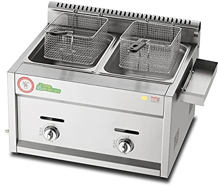 Friteuse à gaz 8L/16L, friteuse de comptoir en Acier Inoxydable, avec Panier, Cuisine à Domicile et Restaurant