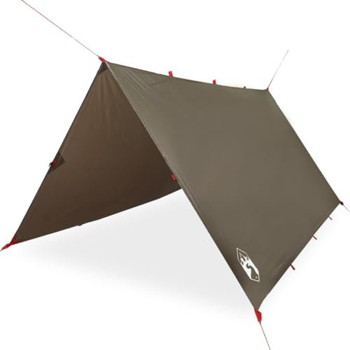 vidaXL Tarp, Wasserdicht Zeltplane, Sonnensegel Abdeckplane für Hängematte, Regenschutz Sonnenschutz für Outdoor Camping Picknick Festival, Braun 306x306cm