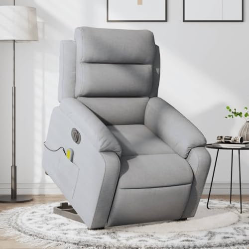 Homgoday Massagesessel elektrisch hellgrau Stoff Massagesessel Relaxsessel Massagesessel Relaxsessel Massagestuhl Ganzkörpersessel Modell 3205016