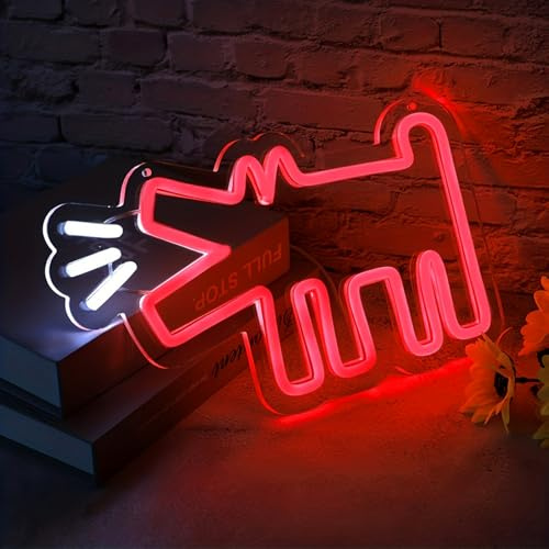 Neonschild Bellender Hund – rotes dimmbares Neonlichtschild für | Hunde-LED für Wanddekoration, Bar, Lounge, einzigartiger Straßenkunst-inspirierter Neon-Wandbehang, 33 x 20 cm