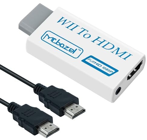 Mcbazel Adaptador Wii a HDMI con Cable HDMI de 1,5 m 1080P, Convertidor de Señal de Video y Audio Wii a 1080P Full HD con Jack de Audio Estéreo de 3,5 mm para Consola Wii, Monitor HDMI, HDTV y Proyect