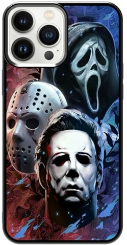 qizjio Horror Phone Case Shockproof Protective Scary Movie Scream Phone Case for iPhone 13 Pro Max Ghost Face Pattern Case
