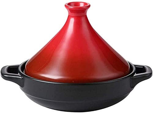 YBVBCXCB Universal Casserole with Lid Ceramic Casserole High Temperature Dry Casserole Stew Pot Tagine with Cast Iron Base and Stoneware Funnel Lid Suitable for All Stove Types, 2.4L Cooking Pot