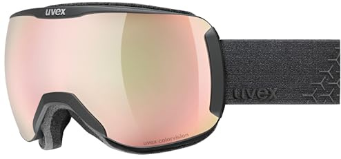 Uvex downhill 2100 CV - kontrastverstärkende Skibrille mit schmalem Rahmen und extra weitem Sichtfeld für Damen und Herren - black/rose-green - one size