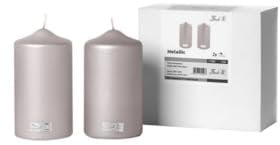 Fink Candle 2er Set, metallic Stumpenkerze, Paraffin, Stein, L. 8 cm, B. 8 cm, H. 15 cm, D. 8 cm [SET2]