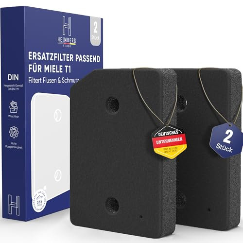 2 filtri adatti per asciugatrici Miele T1 9164761 – Filtro di ricambio per essiccatore a pompa di calore – rimozione pelucchi – Filtro base lavabile – Filtro in schiuma fine/grossolano, filtro