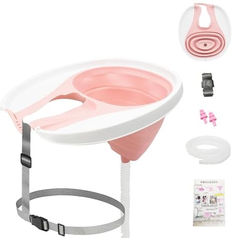 Haarwaschbecken für Bettlägerige, Faltbares Shampoobecken, AolKee haare waschen im bett, Tragbares Haarwaschbecken, Haarwaschhilfe für Senioren, Behinderte und Schwangere – Rosa