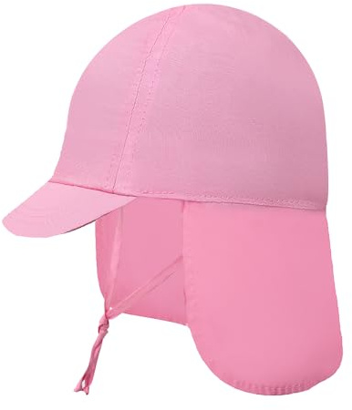 Gifts Treat Baby Mädchen Sonnenhut 100% Baumwolle Klappe Hut, Baby Kleinkind Säugling Strand Hüte mit Hals Schutz, Sommer Hut für Baby Kinder,Rosa,1-3 Jahre