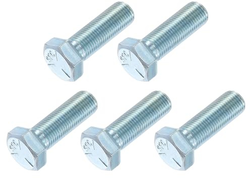 METALLIXITY Boulons Hexagonaux (1/2-20 x 1-1/2) 5Pcs, Acier Carbone Zingué, Filetage UNF Fin, Entrainement Hexagonal Externe, Boulon À Tête Hexagonale, Argenté