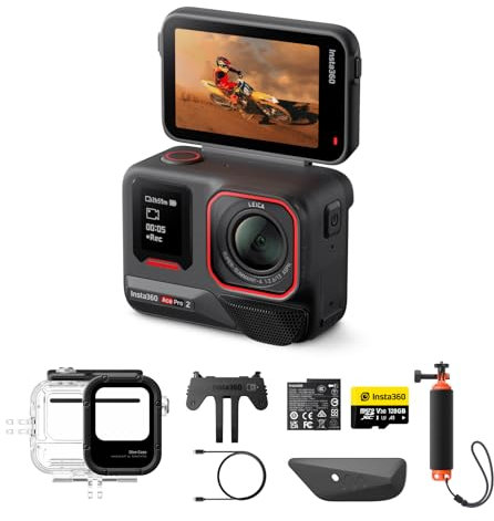 Insta360 Ace Pro 2 Pack Immersioni - Action Cam Impermeabile in 8K co-ingegnerizzata con Leica, sensore 1/1.3, doppio chip IA, superba in bassa luce, audio superiore.