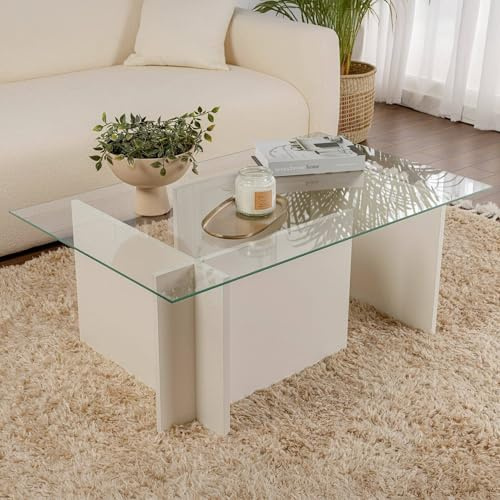 Dmora Couchtisch Illasi 105x65x40h cm Weiß mit Ablage