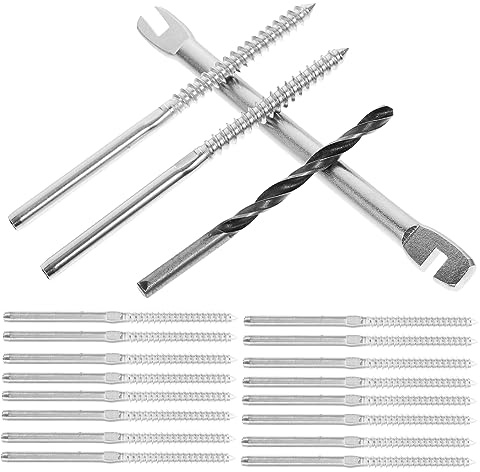 SHINEOFI Kit De Garde-corps En Câble Inox 1/8 Pouce, Accès Fileté Antirouille, Réglable Tension, Pour Rampe Escalier Intérieur Extérieur, 20 Pièces, Système Solide De Quincaillerie